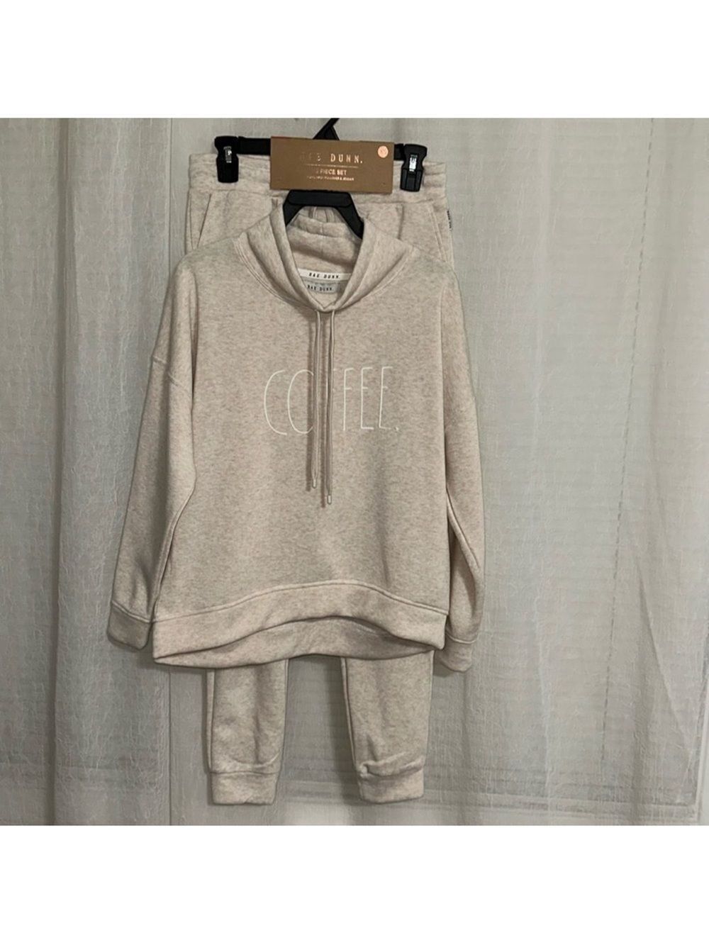 Rae Dunn. XS Oatmeal Heather 2pc Cowl Neck Pullover Jogger Lounge Sweat Set